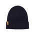 Berretto a coste Blu scuro con targhetta logata