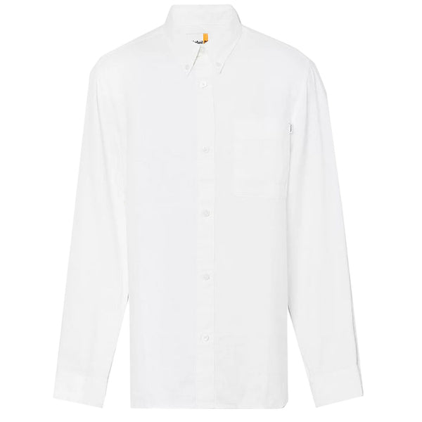 Camicia Uomo Mill Brook in lino con taschino Bianco