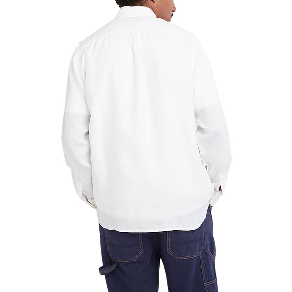 Camicia Uomo Mill Brook in lino con taschino Bianco modello frontale