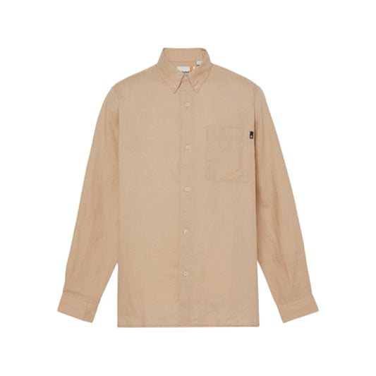 Camicia Uomo Mill Brook in lino con taschino Beige