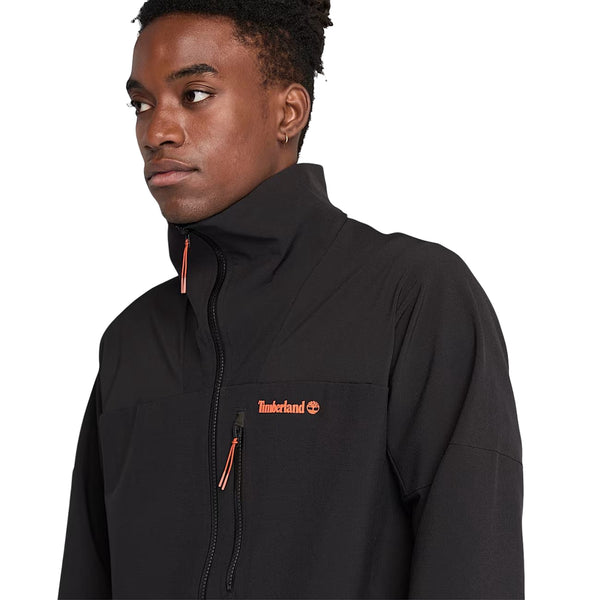Giacca da Uomo in softshell idrorepellente Nero modello frontale ravvicinato