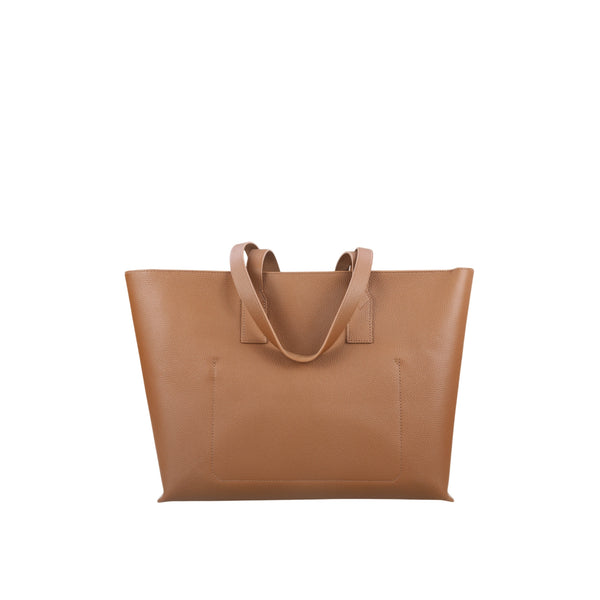 Borsa Donna Tote con manici in pelle e logo inciso sur ton