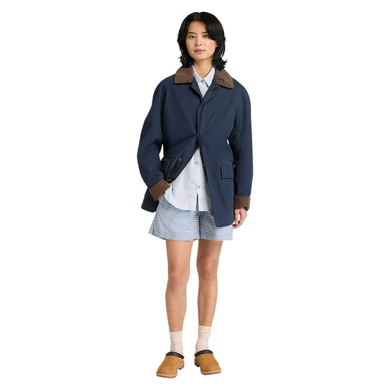 Camicia Donna in lino Grigio modella intera frontale