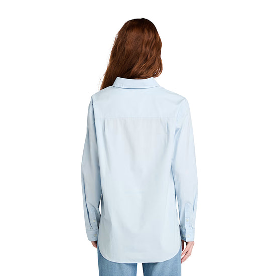 Camicia in Popeline da Donna in celeste modella retro