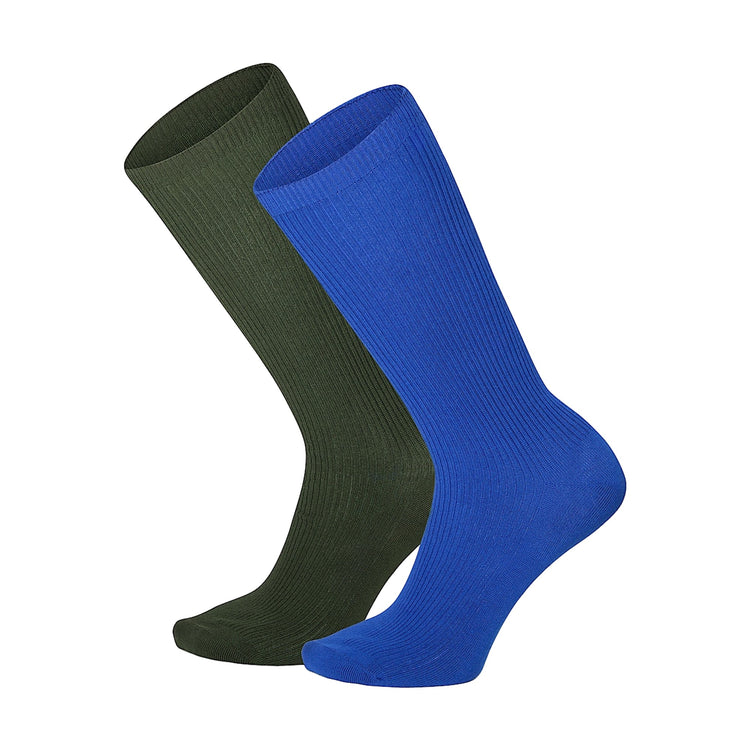 Due paia di calzettoni leggeri verde/blu