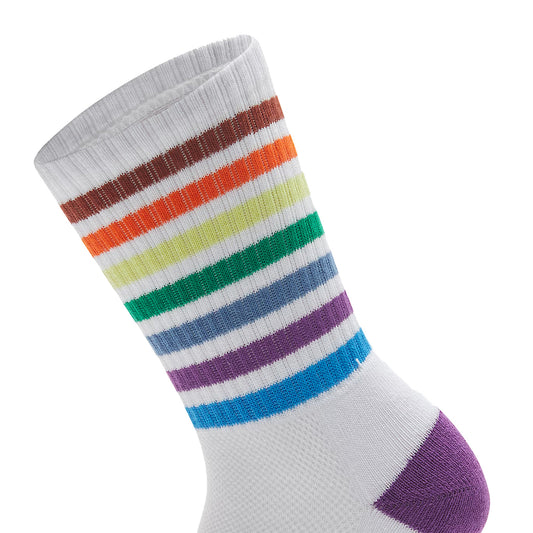 Calzettoni Bassi Unisex Bianchi a Righe colorate dettaglio