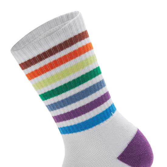 Calzettoni Bassi Unisex Bianchi a Righe colorate dettaglio
