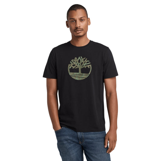 T-shirt Uomo Kennebec River Nera con maxi logo albero modello frontale