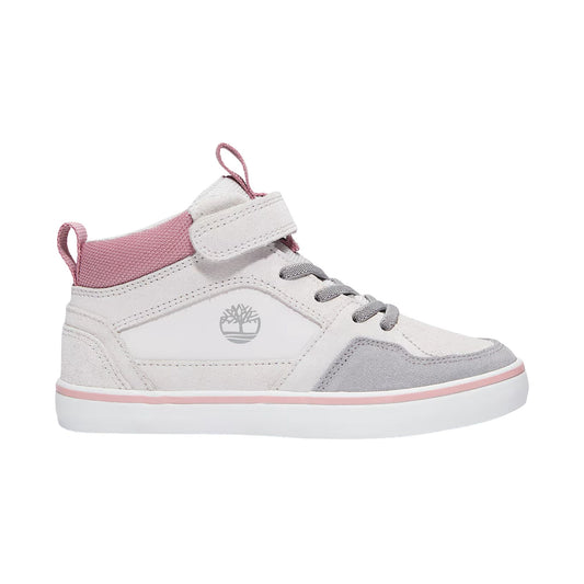 Sneakers Junior Stone Jump Velcro Grigio/Rosa con inserti scamosciati