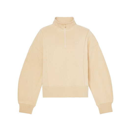 Felpa con Zip a un Quarto Lush da Donna in beige