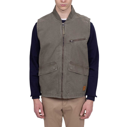 Gilet Uomo in tela effetto lavato Verde