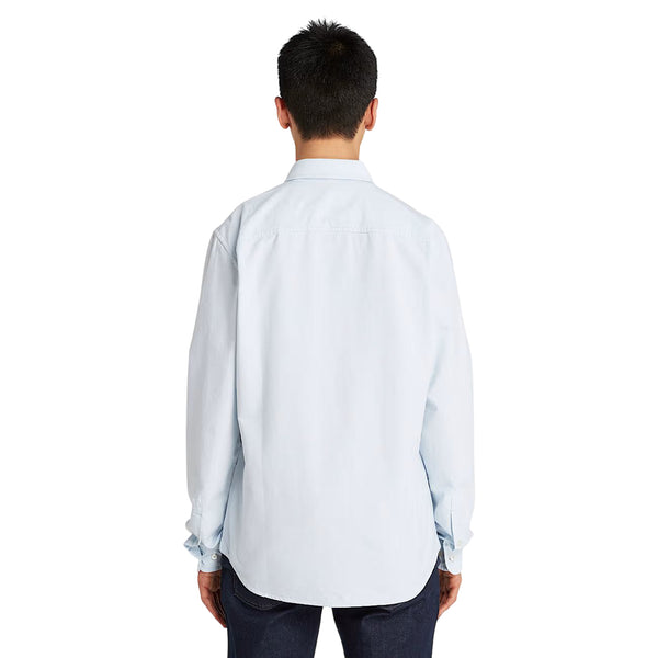Camicia Uomo Oxford Celeste modello retro