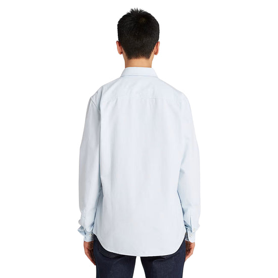Camicia Uomo Oxford Celeste modello retro