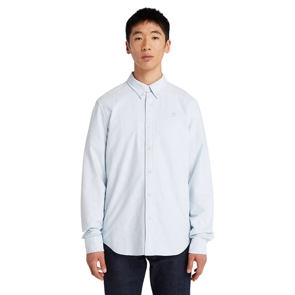 Camicia Uomo Oxford Celeste modello frontale