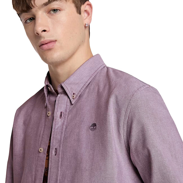 Camicia Uomo Oxford Viola dettaglio