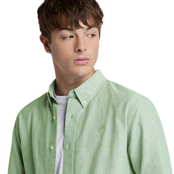 Camicia Uomo Oxford Verde modello frontale ravvicinato