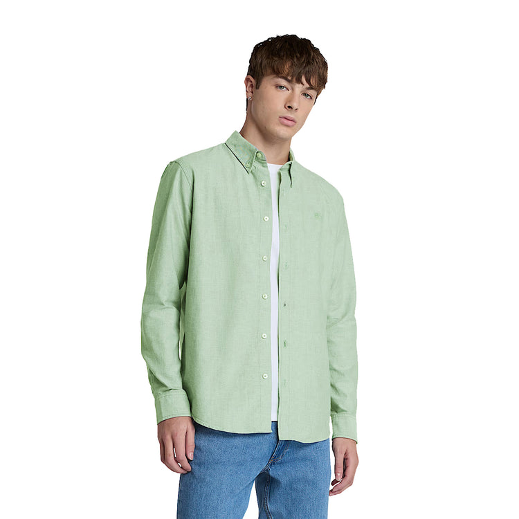 Camicia Uomo Oxford Verde modello frontale