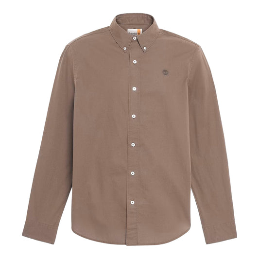 Camicia Uomo in popeline elasticizzato Marrone