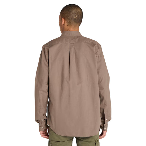 Camicia Uomo in popeline elasticizzato Marrone modello retro