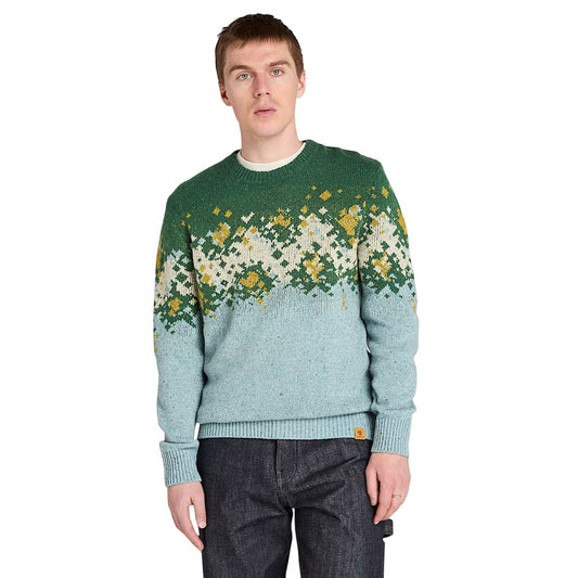 Maglione Uomo Fair Isle Celeste modello frontale