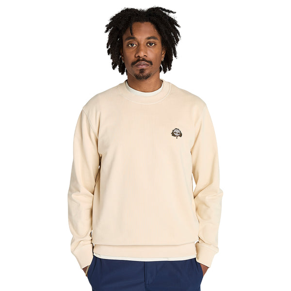 Felpa Uomo Beige con patch logo albero modello frontale