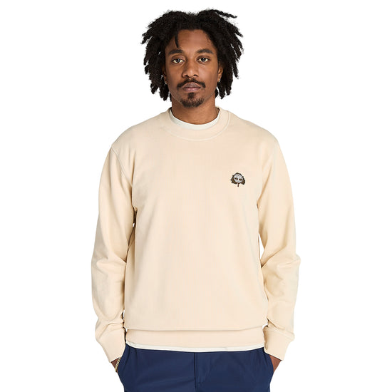 Felpa Uomo Beige con patch logo albero modello frontale