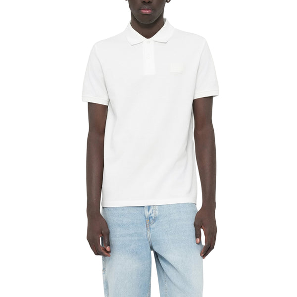 Polo bianca con Badge in Silicone da Uomo
