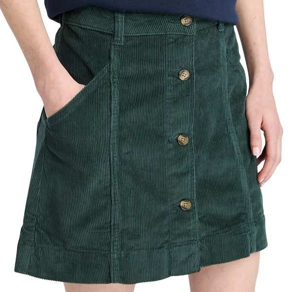 Gonna Donna in velluto a coste effetto lavato Verde modella ravvicinata