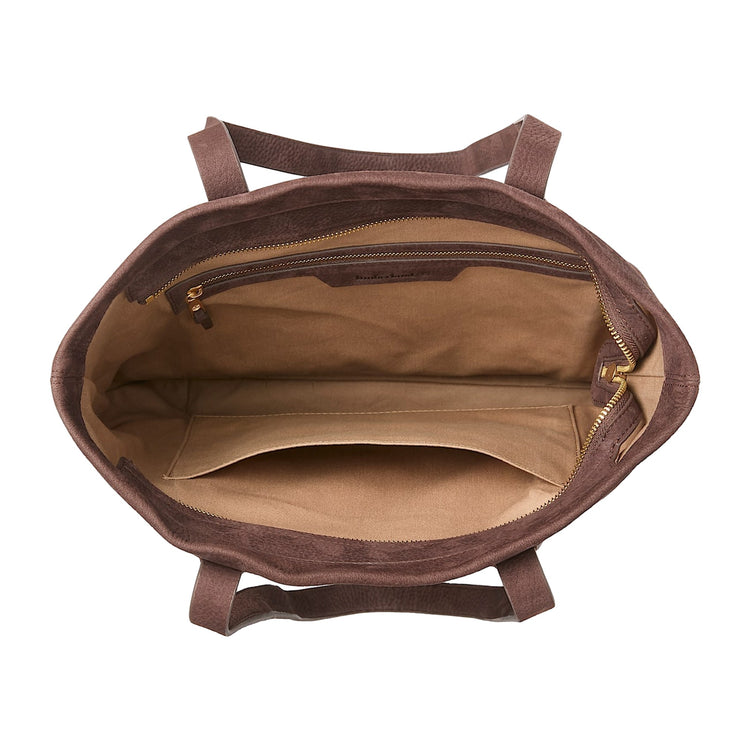 Borsa tote Donna in pelle morbida marrone scuro interno
