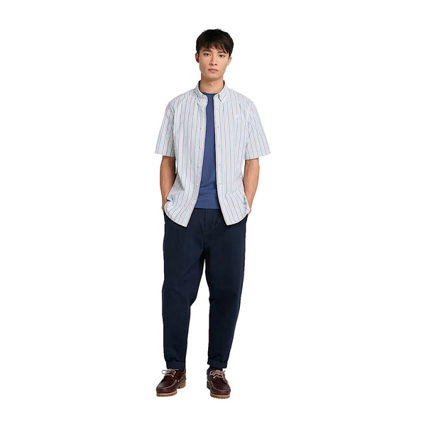Camicia Uomo a righe con maniche corte modello intero frontale