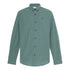Camicia di cotone a micro quadri in verde scuro con logo ricamato
