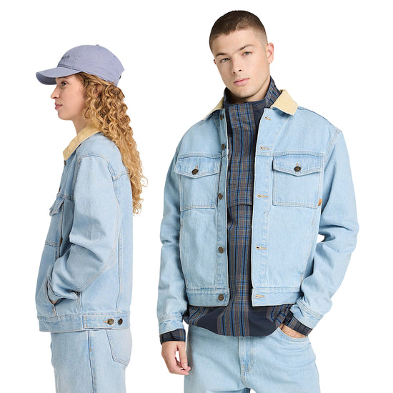 Giacca in denim Unisex con colletto in velluto a coste modelli