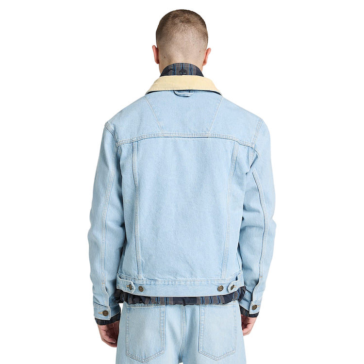 Giacca in denim Unisex con colletto in velluto a coste modello retro