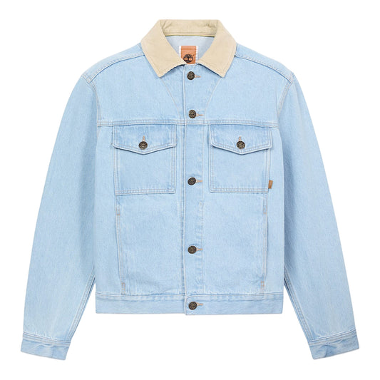 Giacca in denim Unisex con colletto in velluto a coste