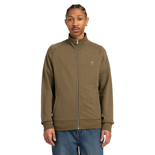 Felpa con zip da uomo in marrone