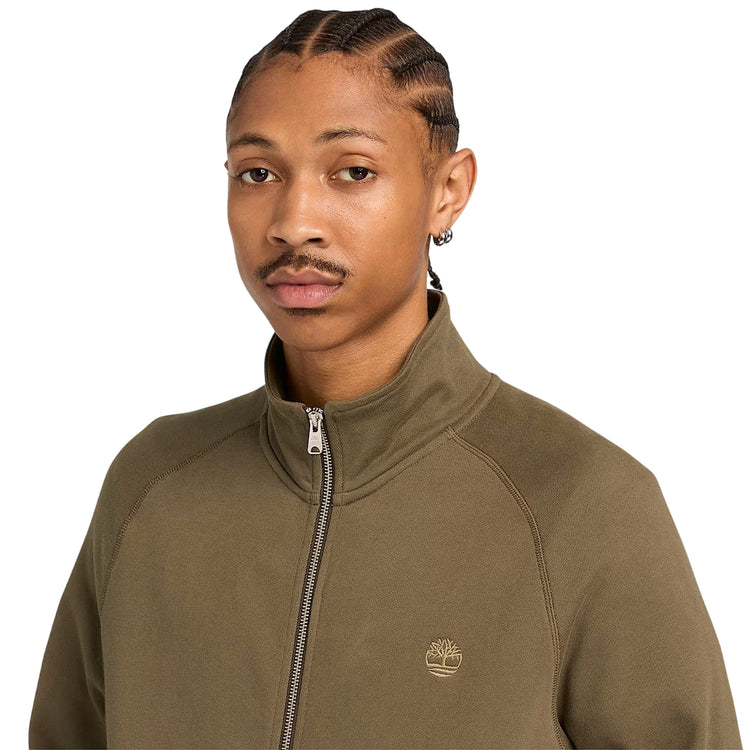 Felpa con zip da uomo in marrone