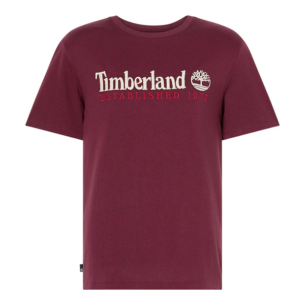 T-shirt Uomo con logo ricamato Established 1973 Bordeaux