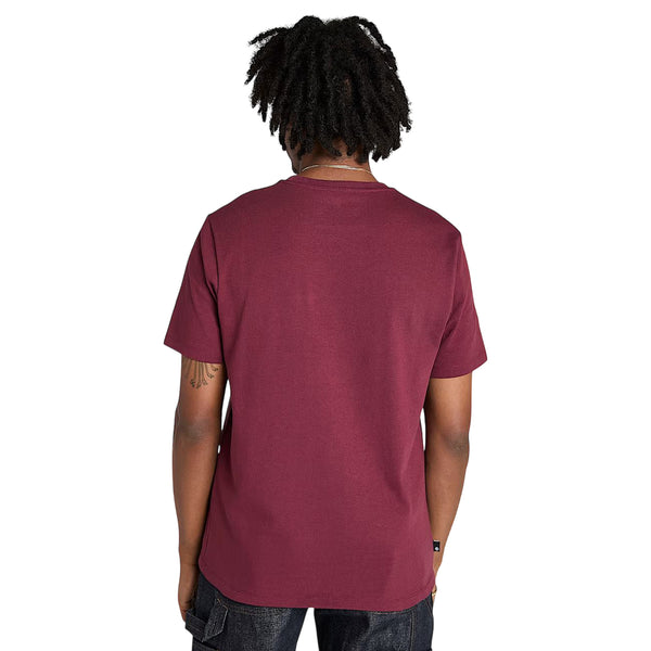 T-shirt Uomo con logo ricamato Established 1973 Bordeaux modello retro