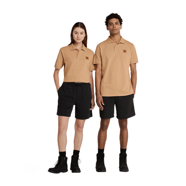Polo Unisex con etichetta con logo Beige modelli frontali interi
