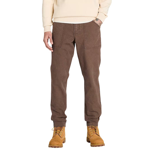 Pantaloni Uomo in Tela Effetto Lavato Goffstown Marrone modello frontale