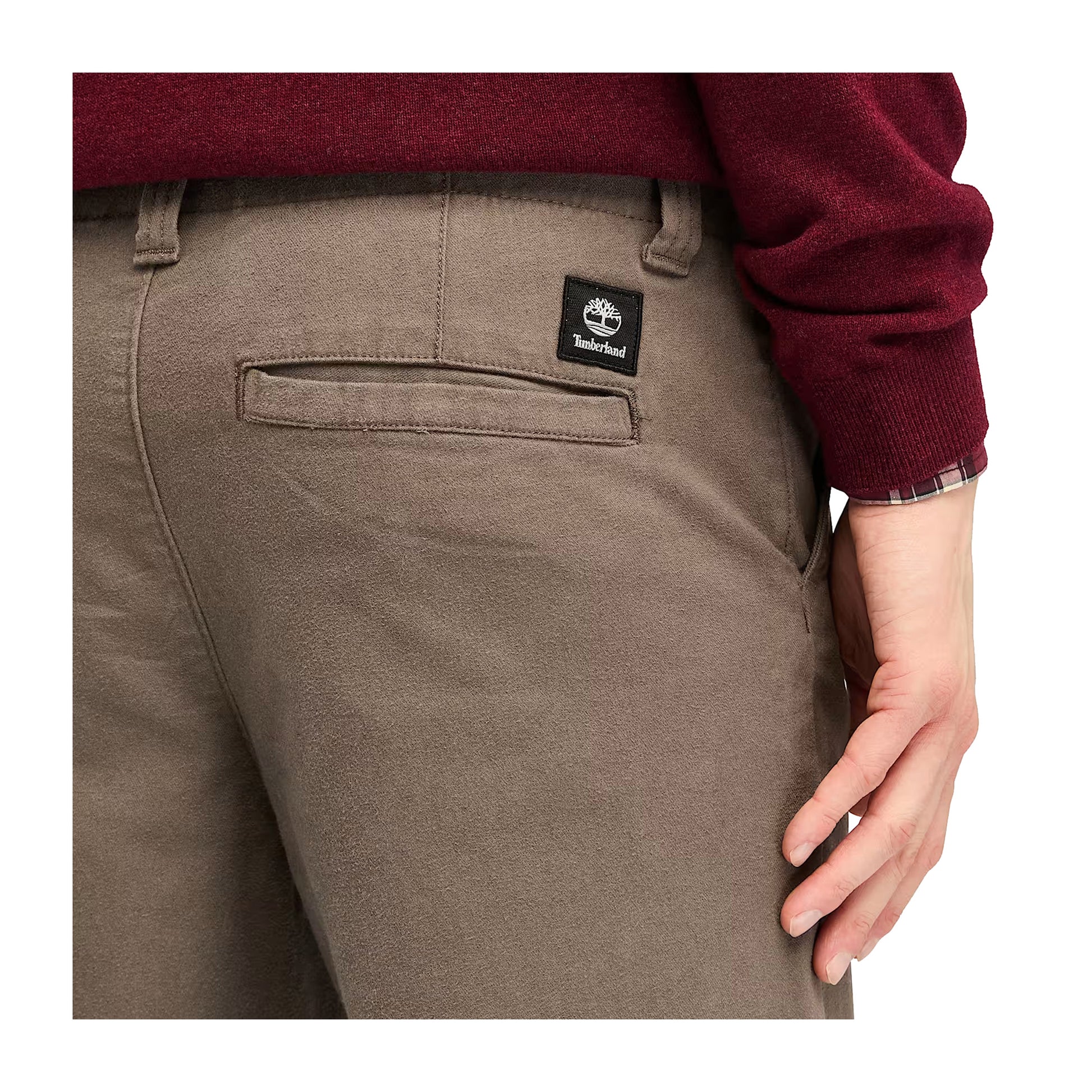 Pantaloni Chino Uomo Twill Claremont marrone dettaglio retro