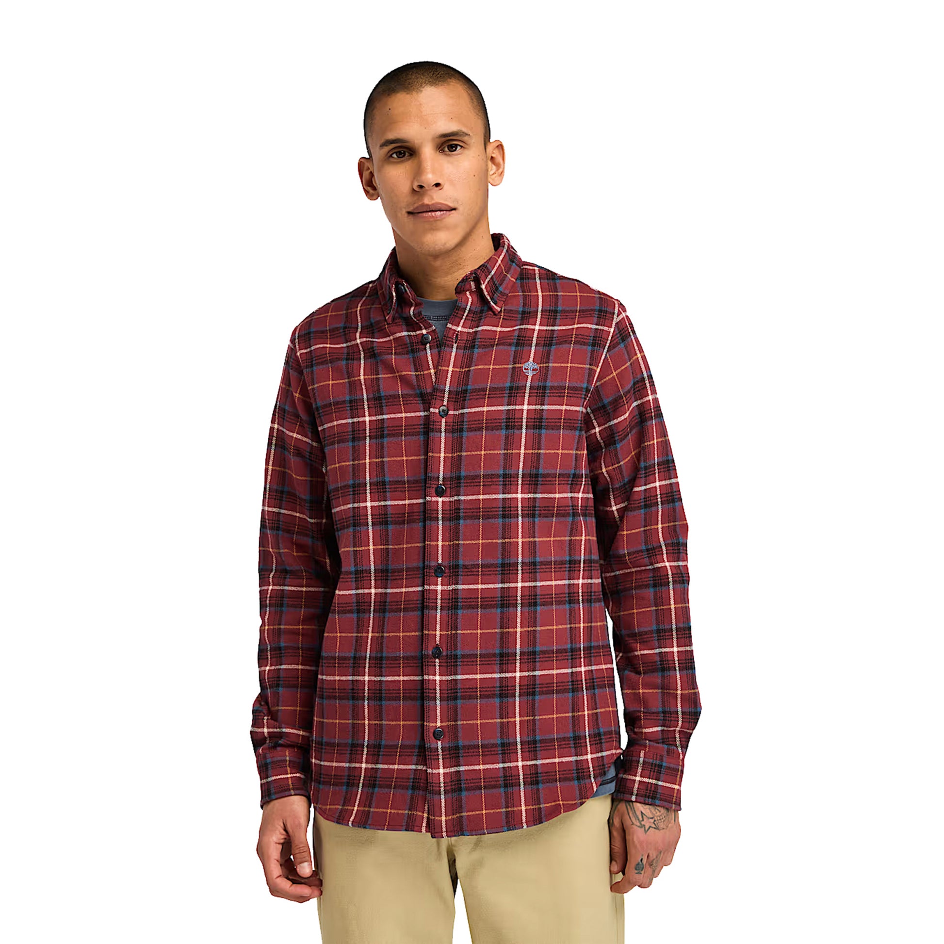 Camicia Uomo a quadri in flanella Rosso modello frontale