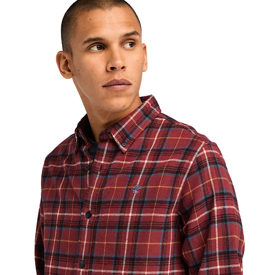 Camicia Uomo a quadri in flanella Rosso modello frontale ravvicinato