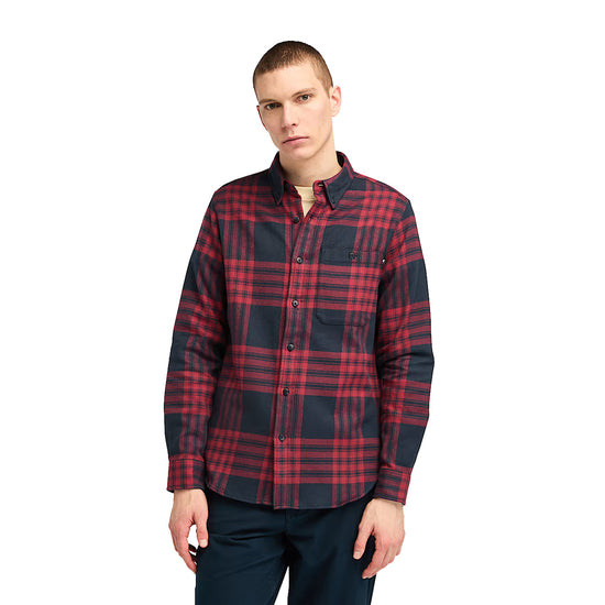 Camicia Uomo Flanella a quadri Rosso modello frontale 