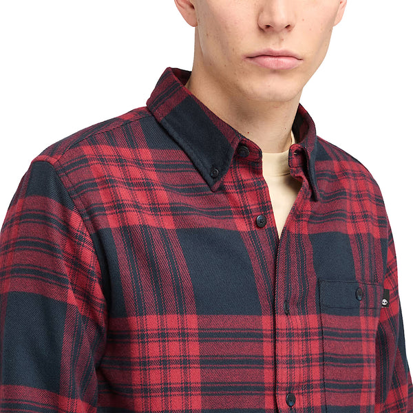 Camicia Uomo Flanella a quadri Rosso dettaglio ravvicinato