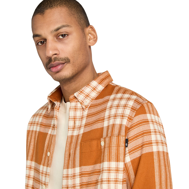 Camicia Uomo a quadri in flanella di medio peso arancione