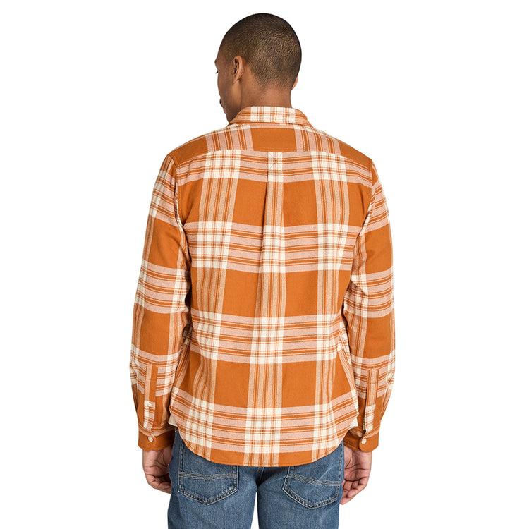 Camicia Uomo a quadri in flanella di medio peso arancione