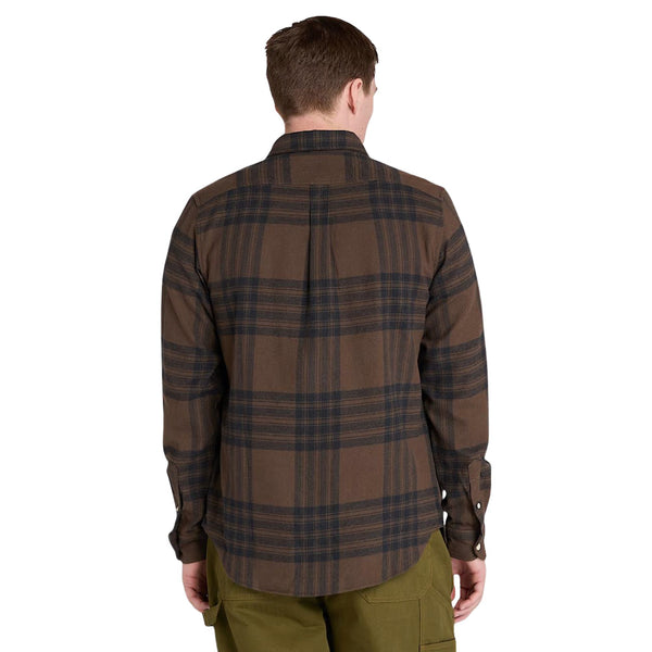 Camicia Uomo a quadri in flanella di medio peso marrone modello retro