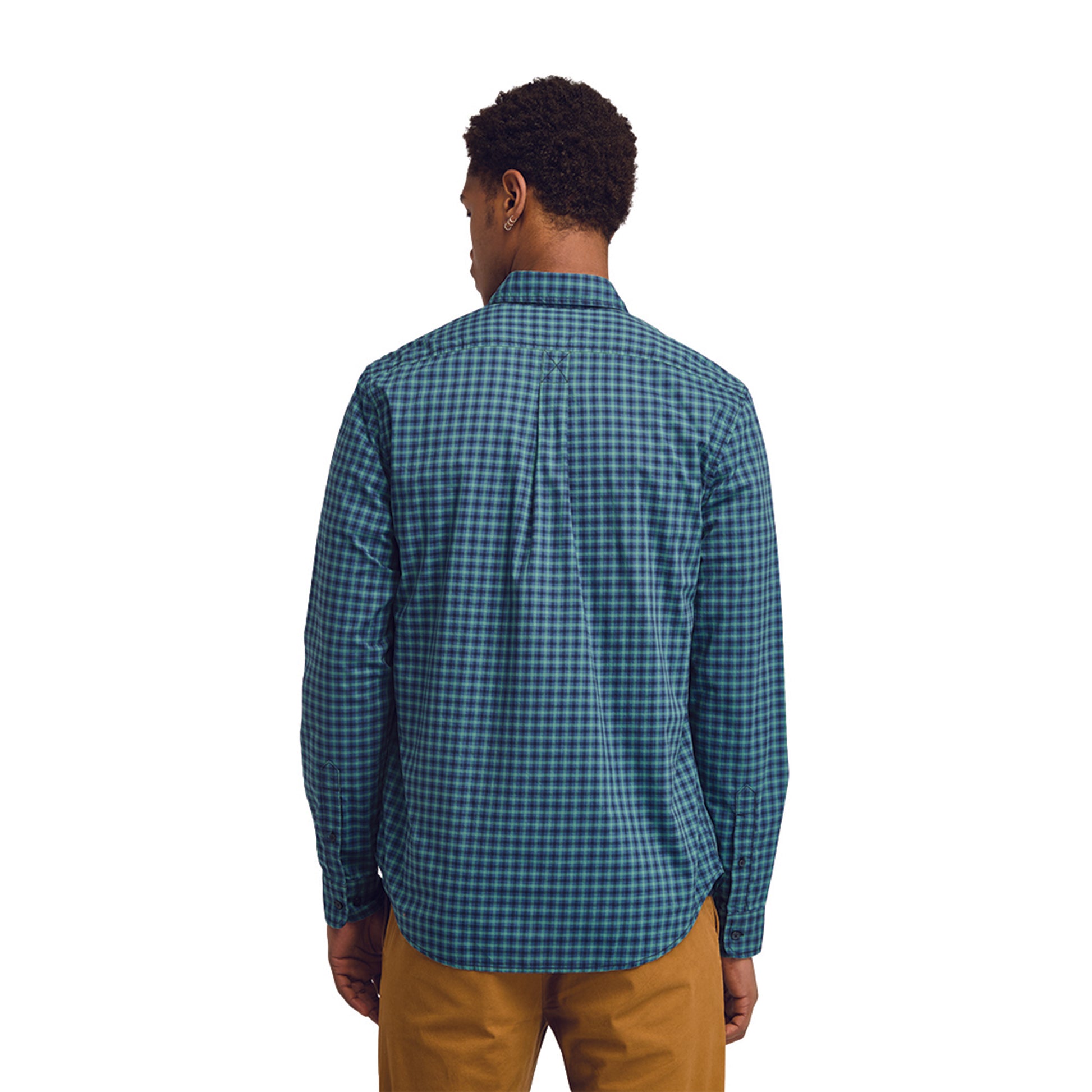 Camicia Uomo Gingham Blu modello retro