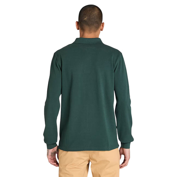 Polo Uomo Millers River a maniche lunghe Verde scuro modello retro